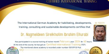 شهادة مدرب دولي – الدكتور نجم الدين سر الختم ابراهيم الترابي – EN