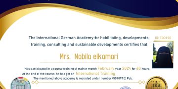 شهادة مدرب دولي – الأستاذة نبيلة القماري – EN