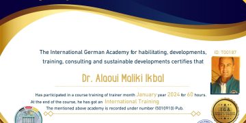 الدكتور العلوي مليكي إقبال – شهادة مدرب دولي . EN