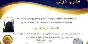 شهادة مدرب دولي – الأستاذة نبيلة القماري – AR