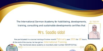 الأستاذة السعدية السيدات – شهادة مدرب دولي – EN