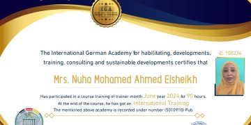 شهادة مدرب دولي – الأستاذة نهى محمد أحمد الشيخ – EN