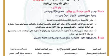 تعيين السيد سيف الدين ورقلي  منسق للأكاديمية  – سوق أهراس – الجزائر