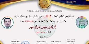 شهادة مدرب دولي – السيد د. حيدر عواد عبد